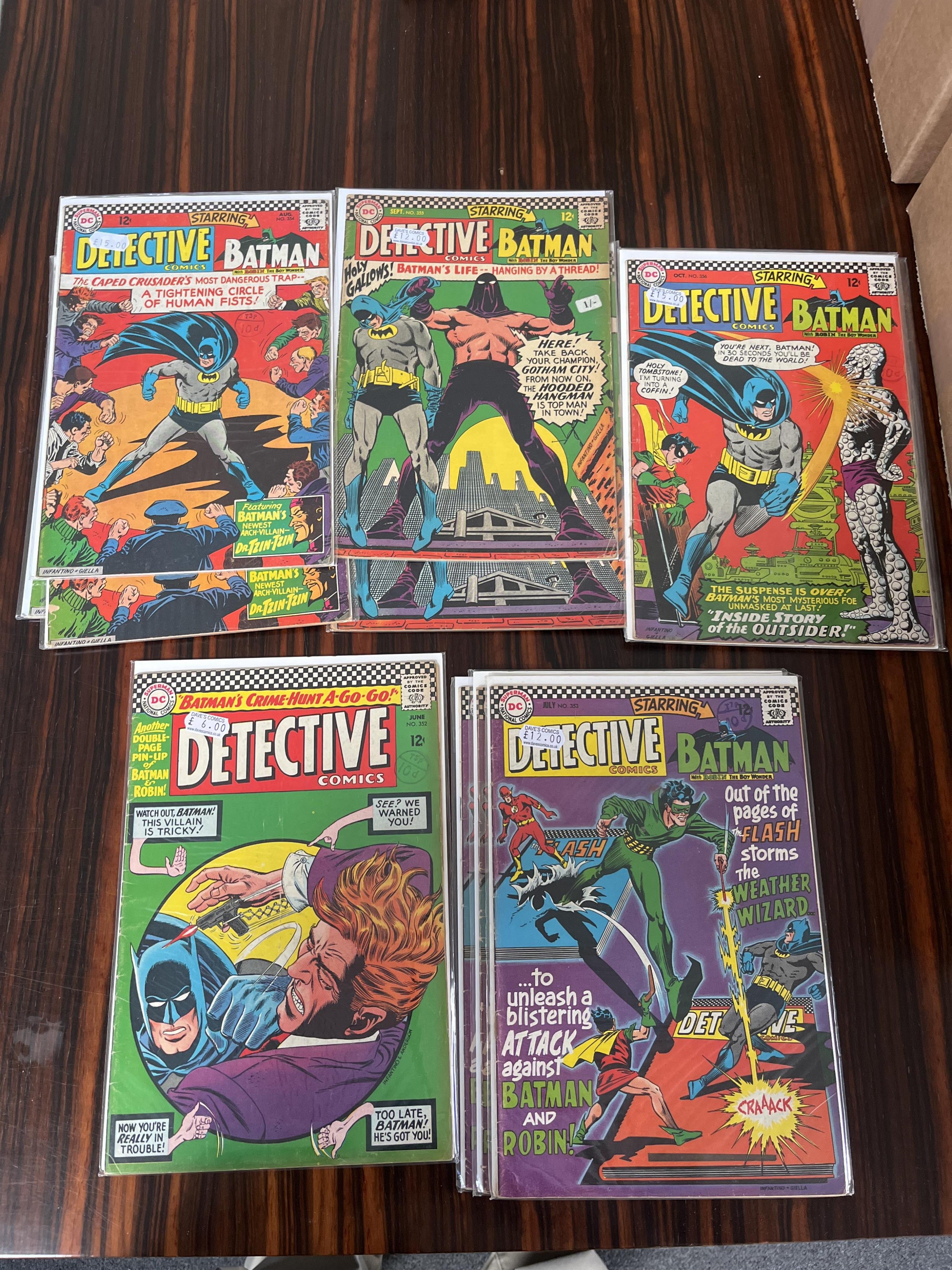 Detective Comics, DC comics, Vol. 1, 1956-1966, 50 issues between #227–356, comprising, #227, #254, #272, #277 x2, #283 [minor key], #294, #295, #297, #301, #303, #307, #310, #318, #320, #323 [minor key], #328 [minor key